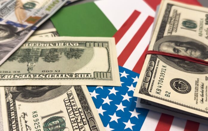 Usa,And,Mexico,Flag,Dollars