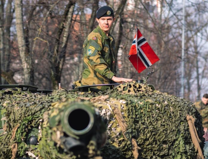 Vilnius,,Lithuania,-,February,16,2022:,Norwegian,Army,Armored,Tank