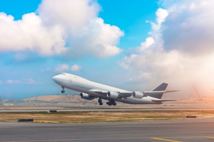 A,Large,Cargo,Plane,Takes,Off,From,The,Runway,At